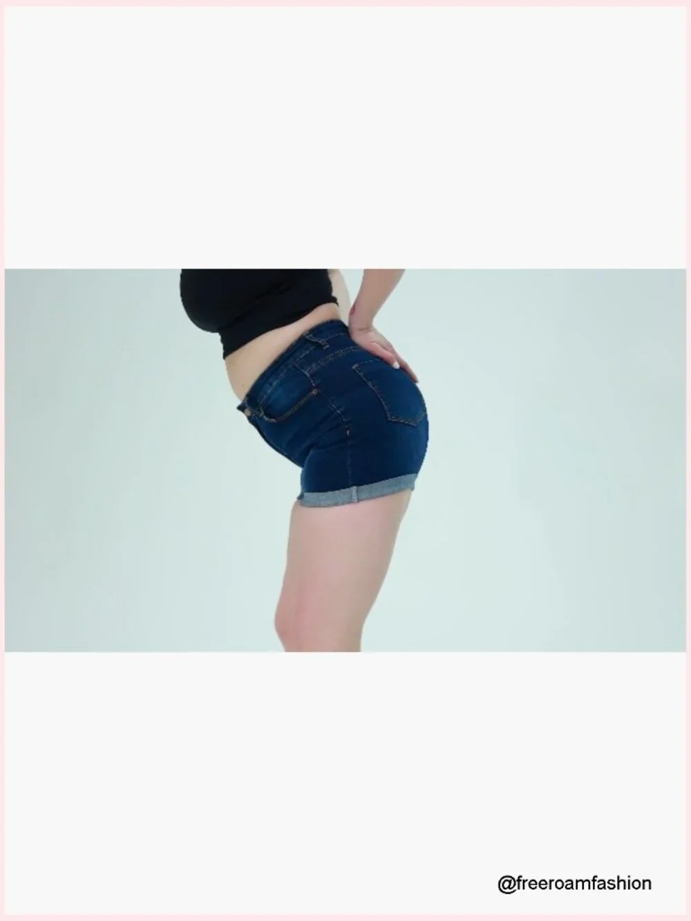 High Waisted Stretchy Denim Shorts Folded Hem Jean Shorts
